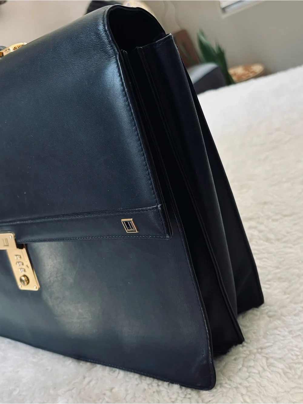 Dunhill Vintage Black Leather Unisex Attache/Business Bag